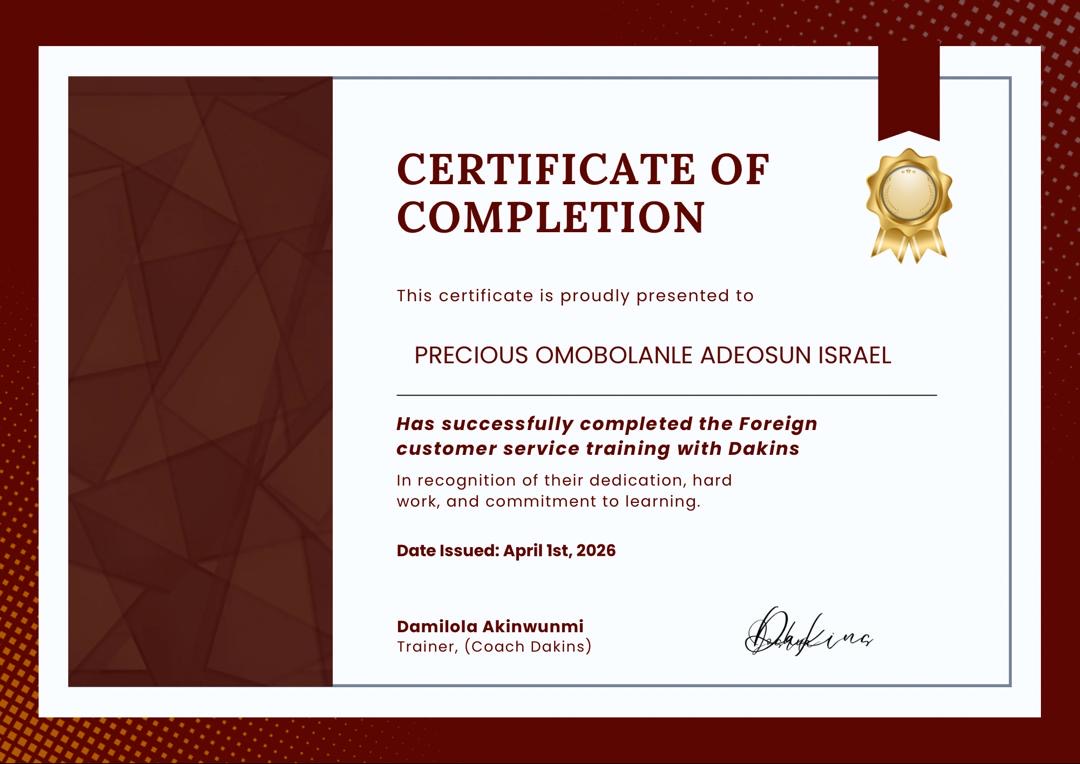 Customer Service Excellence Training Certificate
